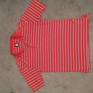 Footjoy Golf Polo Shirt. Red, White, Blue Striped. Small‎ .